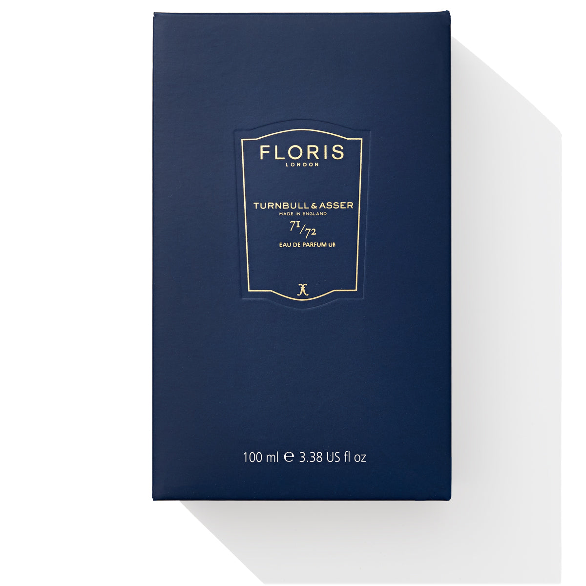 100 ml Floris London 71/72 Eau de Parfum, a woody fragrance, in a blue box with gold text design.