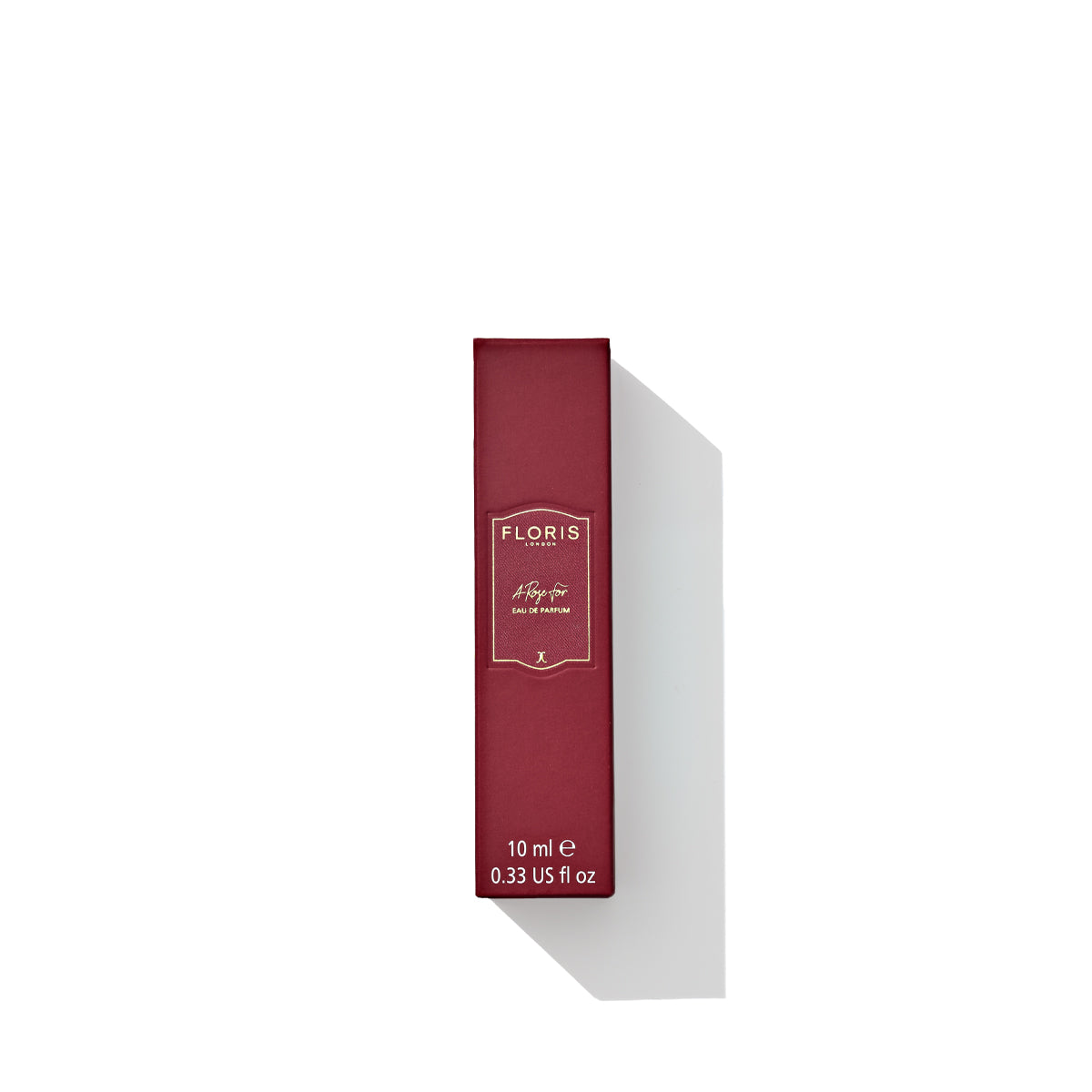 Red box of Floris London A Rose For... - Eau de Parfum, 10 ml (0.33 US fl oz), isolated on a white background—a signature scent and unique gift sure to impress.