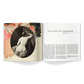 An open booklet showing a photograph on the left page of an artistic watercolour, overlayed with a vintage photograph of a nude lady. The right page has text titled 'The Shape of Tomorrow', detailing the inspiration of Chypress and its inspiration of beauty.